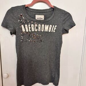 Abercrombie & Fitch Gray Tee with Sequin Accents